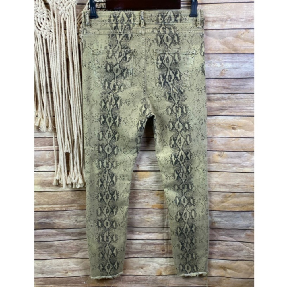 Zara | Snake Python Print Denim Raw Hem High Rise… - image 5
